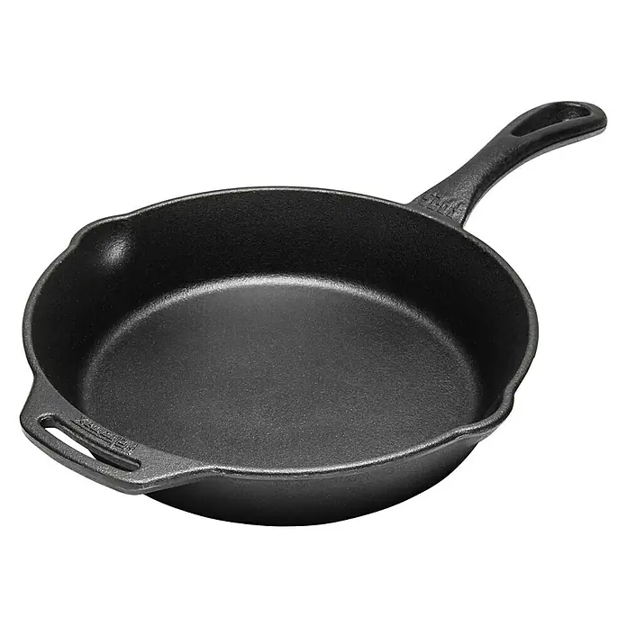 Petromax Grillpfanne - Ø x H: 25 x 6,7 cm, Gusseisen - Eine gusseiserne Bratpfanne mit einem Griff, ideal zum Kochen verschiedener Gerichte. Die Pfanne ist robust und langlebig.