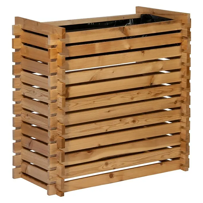 Dobar Hochbeet Stecksystem Larix - L x B x H: 79 x 39 x 79 cm, Holz, Natur - Hölzerner Kompostbehälter mit schwarzer Folie im Inneren, ideal für die Gartenabfallentsorgung und Kompostierung im Freien.