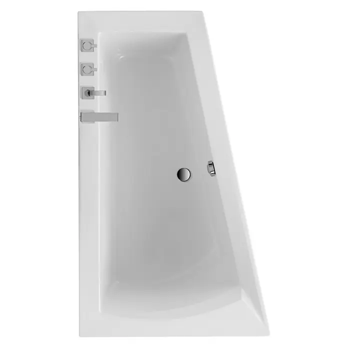 Ottofond Raumsparbadewanne Cebu 1 B - 160 x 100 cm, Sanitäracryl, Weiß, Links - Weißes rechteckiges Bad mit Armaturen und Ablauf für entspannende Bäder. Praktisch und stilvoll für jedes Badezimmer.