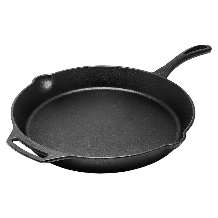 Petromax Grillpfanne - Ø x H: 35 x 4,5 cm, Gusseisen - Eine gusseiserne Bratpfanne mit Griff, perfekt zum Kochen köstlicher Mahlzeiten, ideal für Herd und Ofen.
