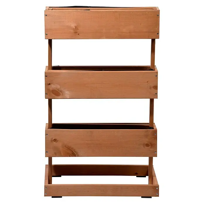 Dobar Hochbeet - L x B x H: 49,5 x 30 x 78 cm, Holz, Braun - Das dreistufige Pflanzgefäß aus Holz bietet viel Platz für Kräuter, Blumen oder Gemüse. Es ist ideal für Balkone, Terrassen oder kleine Gärten.