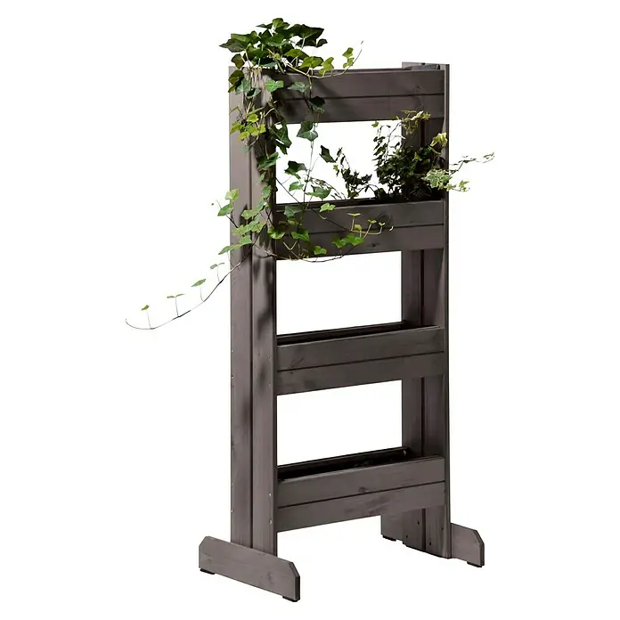 Dobar Hochbeet - L x B x H: 55 x 40 x 125 cm, Holz, Anthrazit - Das graue, dreistöckige Pflanzenregal bietet Platz für Kräuter und Pflanzen und ist eine dekorative Ergänzung für Garten und Balkon.
