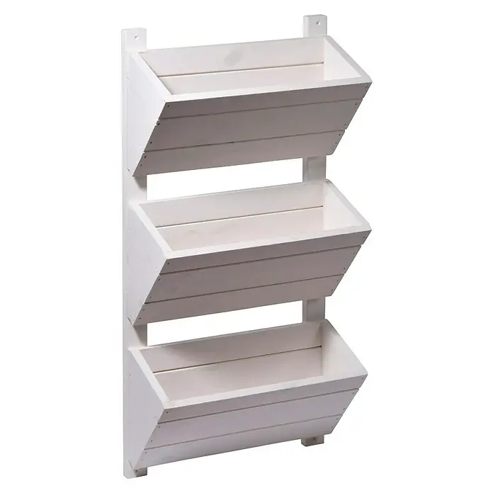 Dobar Hochbeet - L x B x H: 38 x 17,5 x 79 cm, Holz, Weiß - Wand-Pflanzgefäß mit drei Ebenen. Das weiße, rustikale Pflanzgefäß ist ideal für kleine Gärten und Balkone.