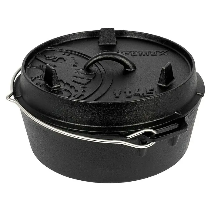Petromax Dutch Oven - Ø x H: 31 x 14,6 cm, Gusseisen, 3,5 l, Planer Boden - Robuster Petromax Feuertopf aus Gusseisen, ideal für Outdoor-Küche. Langlebig, vielseitig und perfekt für köstliche Gerichte über offenem Feuer.