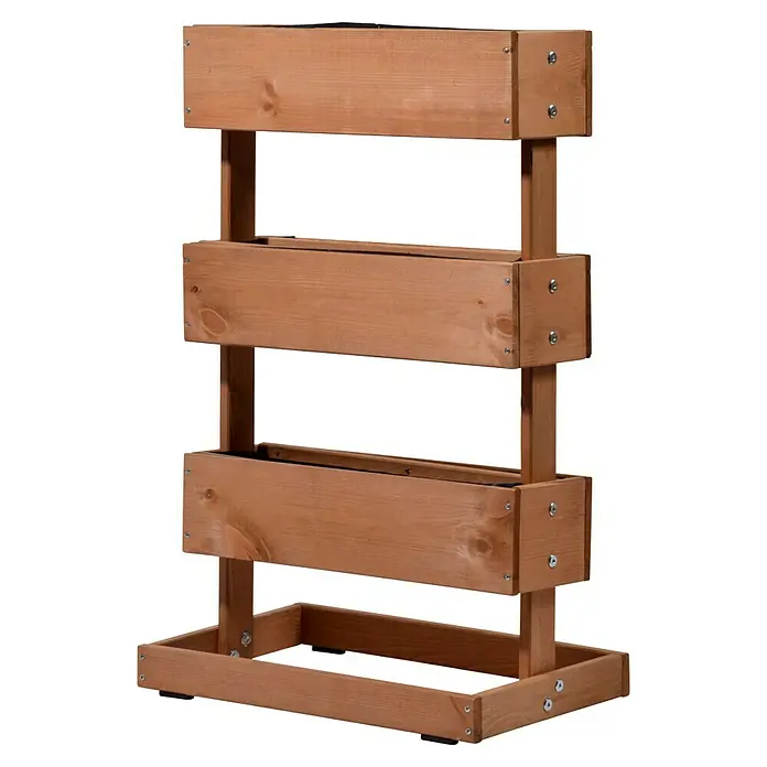 Dobar Hochbeet - L x B x H: 49,5 x 30 x 78 cm, Holz, Braun - Holz-Pflanzkasten mit drei Ebenen.
