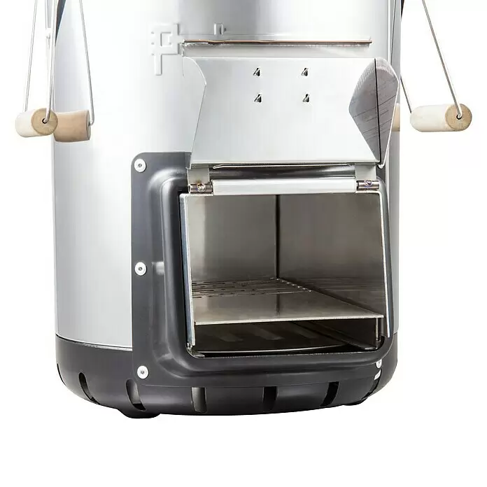 Petromax Holzkohlegrill Raketenofen - Grillfläche (B x T): 27,5 x 47,5 cm, Silber - Detailaufnahme