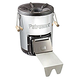 Petromax Holzkohlegrill Raketenofen (Grillfläche (B x T): 27,5 x 47,5 cm, Silber)