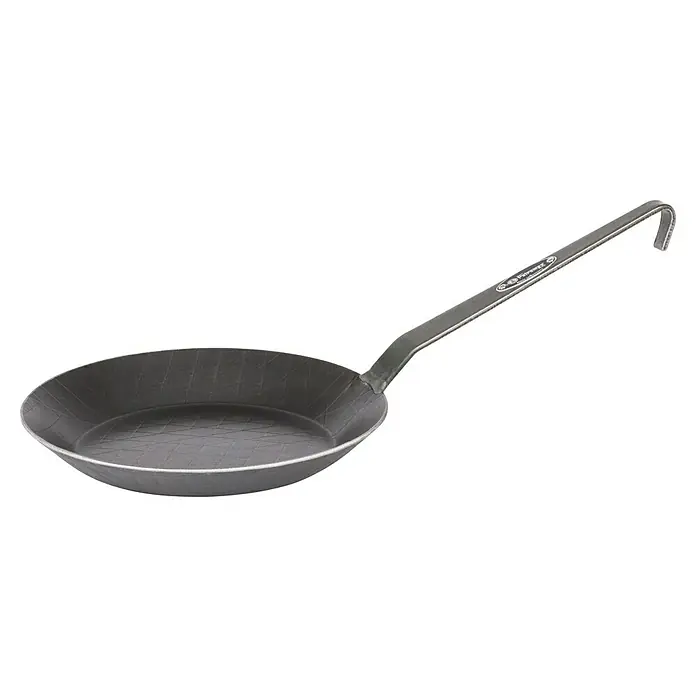 Petromax Grillpfanne - Durchmesser: 14 cm - 20 cm, Höhe: 12 cm, Eisen - Bratpfanne aus Karbonstahl mit praktischem Griff zum einfachen Aufhängen. Ideal für die Zubereitung von Speisen auf dem Herd.