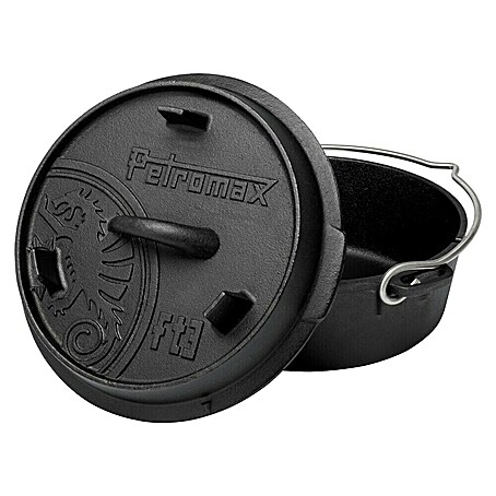 Petromax Dutch Oven FT 3 (Ø x H: 25,2 x 12 cm, Gusseisen, 1,6 l, Planer Boden)