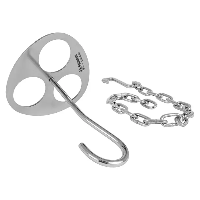 Petromax Dreibein-Ring - Durchmesser: 14,7 cm, Edelstahl - Petromax Feuerhaken mit Lochplatte und Kette, ideal zum Kochen über offenem Feuer. Robuste Ausführung für den Outdoor-Einsatz.