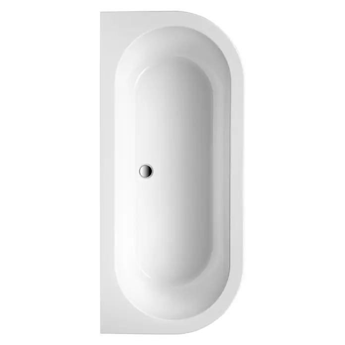 Ottofond Badewanne Siesta - 165 x 75 cm, Sanitäracryl, Weiß - Freistehende Badewanne in strahlendem Weiß mit einer markanten, halbseitigen geraden Kante und einem runden Abfluss in der Mitte.
