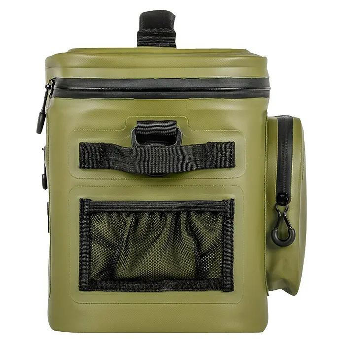 Petromax Kühltasche - Oliv, 8 l, L x B x H: 32,5 x 25 x 28 cm - Hier ist eine olivgrüne, wasserdichte Kühltasche mit praktischen Fächern und Tragegriffen. Ideal für Outdoor-Abenteuer und Picknicks.