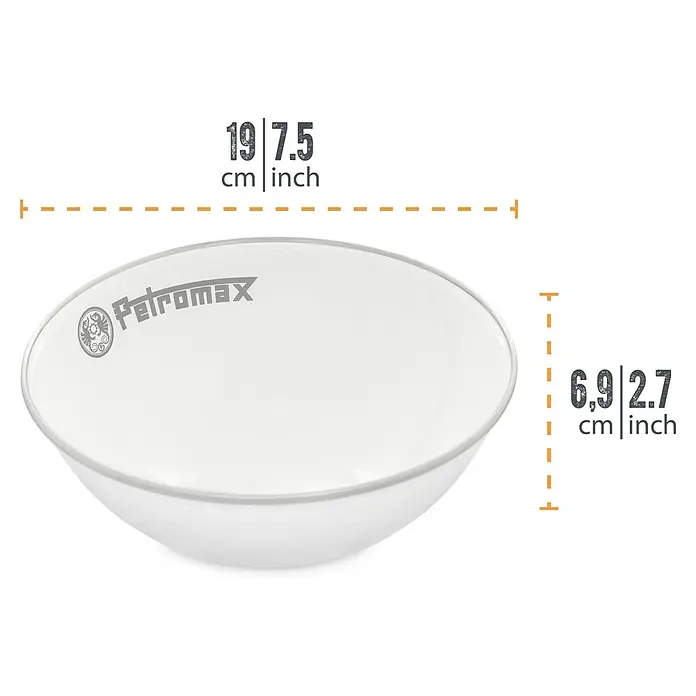 Petromax Schale - Weiß, 1 l, Emailliert, 2 Stk. - Petromax Emaille Schüssel mit den Abmessungen 19 cm Länge und 6,9 cm Höhe.