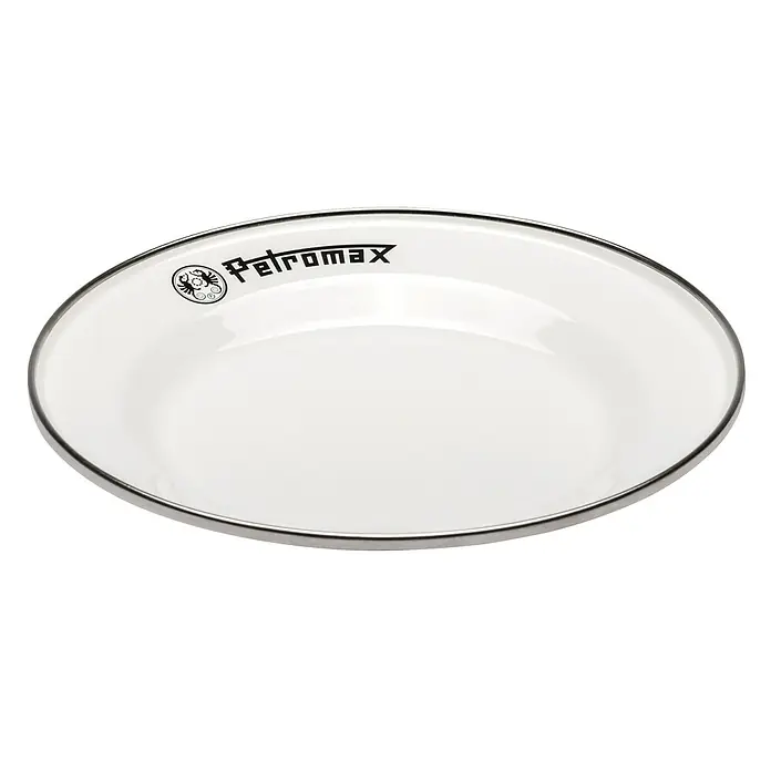 Petromax Teller rund - Ø x H: 18 x 2 cm, Weiß, Stahl, 2 Stk. - Weiße Petromax Emaille Teller mit silbernem Rand und Petromax Logo.