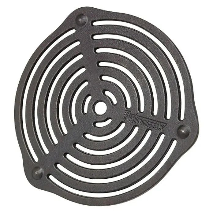 Petromax Gussrost Einsatz - Durchmesser: 23 cm, Gusseisen - Schwarzer Petromax Grillrost mit konzentrischen Kreisen und Löchern für optimale Grillmuster und Wärmeverteilung.