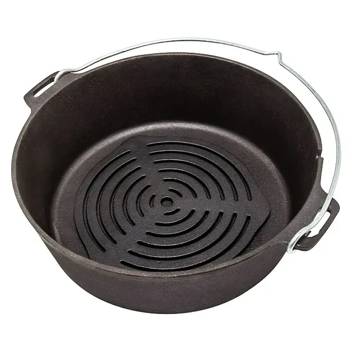 Petromax Gussrost Einsatz - Durchmesser: 23 cm, Gusseisen - Gusseiserner Dutch Oven mit Griff und Rost. Ideal zum Kochen im Freien, robust und langlebig für Lagerfeuer und mehr.
