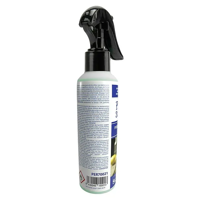 Spray ambientador de coche - Mojito, 200 ml - Imagen de producto de un frasco pulverizador con información de seguridad y código de barras, ideal para tiendas online.