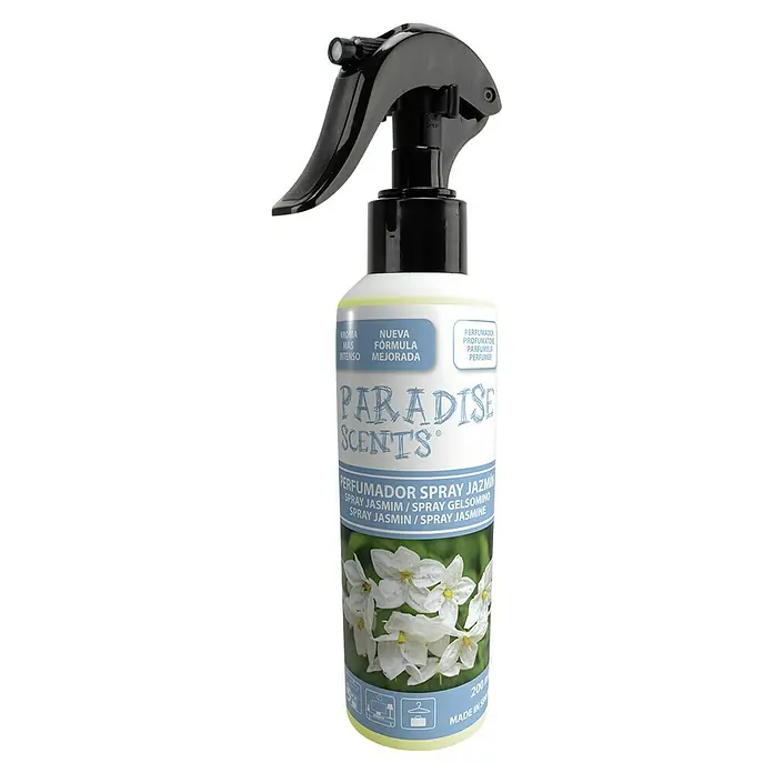 Spray ambientador de coche - Jazmín, 200 ml - Botella de spray "Paradise Scents Jasmin" para una experiencia de fragancia intensa. Ideal para ambientar con aroma floral de jazmín.
