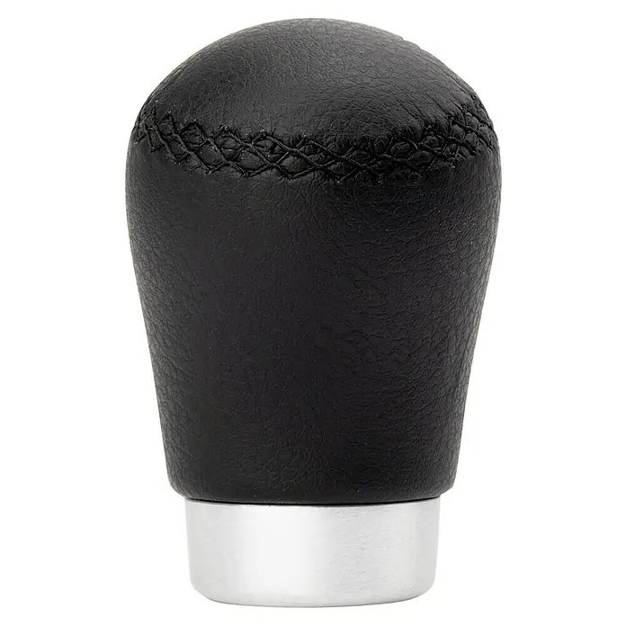 Pomo palanca de cambios Class corto - Coches, Negro - Pomo de cambio de marchas de cuero negro con base plateada. Un accesorio para una conducción elegante y cómoda.