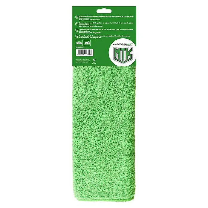Bayeta de limpieza - 40 x 40 cm, Apto para: Carrocerías - Paño de microfibra verde para pulir y limpiar, ideal para un brillo sin marcas en todas las superficies. ¡Práctico para coches y motos!