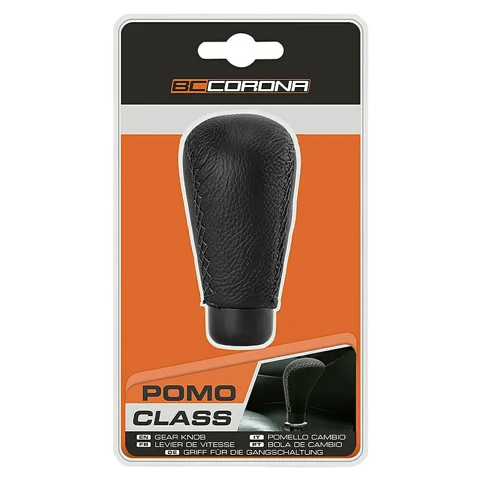 Pomo palanca de cambios Class largo - Coches, Negro - Aquí hay una imagen de un pomo de cambio BC Corona Class, que se distingue por su cuero negro y sus finas costuras decorativas.