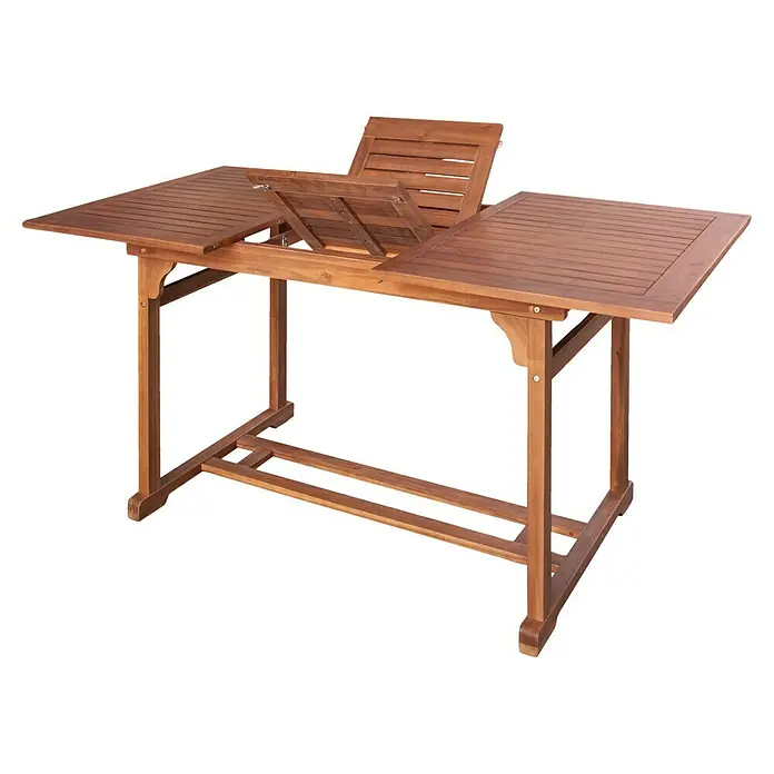 Sunfun Gartenmöbel-Set Diana/Moni - 5 -tlg., Holz, Naturbraun/Schwarz, Tischplatte ausziehbar - Ausziehbarer Gartentisch aus Holz mit Lamellen für den Außenbereich. Robuste Konstruktion für den Garten.