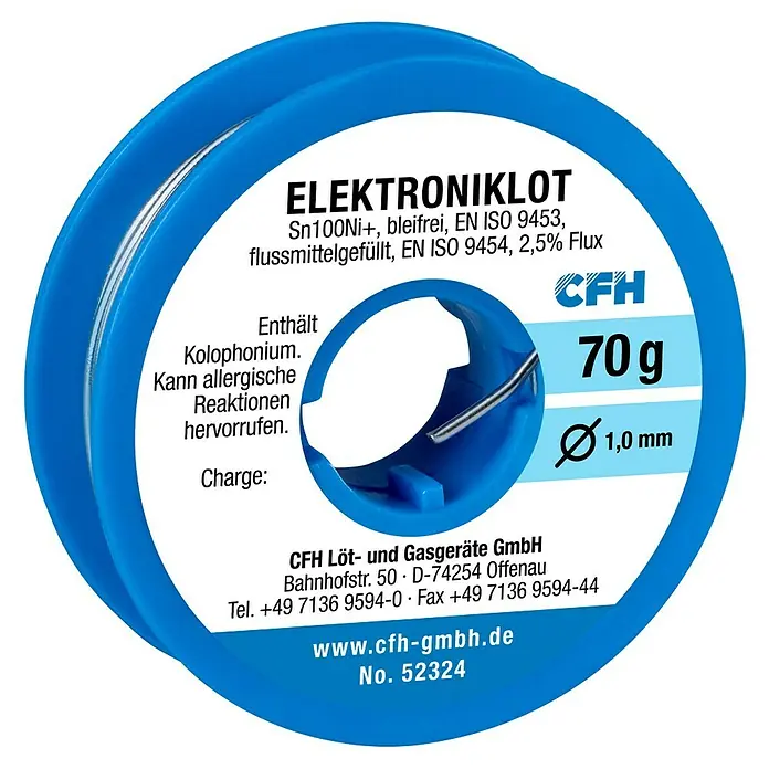 CFH Elektroniklot EL 324 - Durchmesser: 1 mm, 70 g - Elektroniklot der Marke CFH mit 70g Gewicht und einem Durchmesser von 1,0 mm.