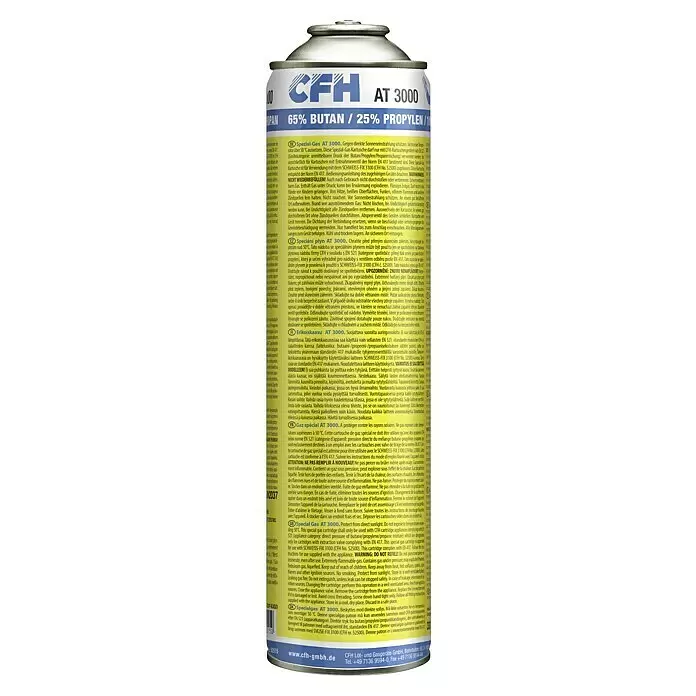 CFH Multigas AT3000 - Nettovolumen: 600 ml - Weiße und blaue CFH AT 3000 Spezialgas-Kartusche mit Butan-, Propylen- und Propanmischung.