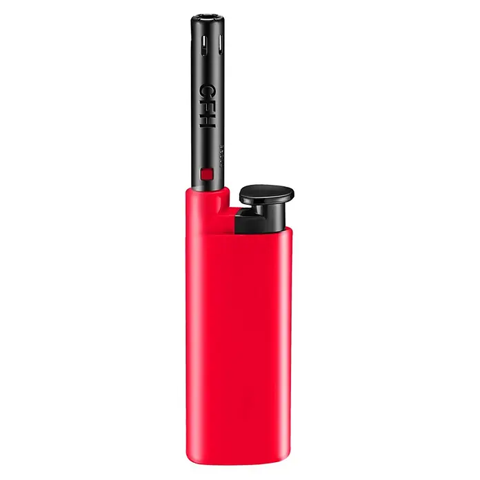 CFH Gasanzünder GA436 Mini - Piezo-Zündung, Rot - Rotes Stabfeuerzeug von CFH mit schwarzem Zündkopf und langem, schlanken Hals für sicheres Anzünden von Kerzen, Grills und Kaminen.
