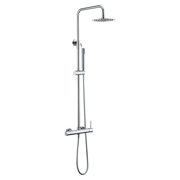 Camargue Natur Sistema de ducha - Con grifo monomando, Cromo - Columna de ducha cromada con rociador y teleducha, un accesorio de baño moderno.