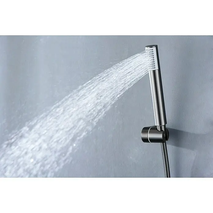 Camargue Natur Grifo monomando de ducha - Black gun metal - Chorros de ducha de un moderno cabezal de ducha cuadrado. El diseño plateado del cabezal de ducha agrega elegancia a cualquier baño.