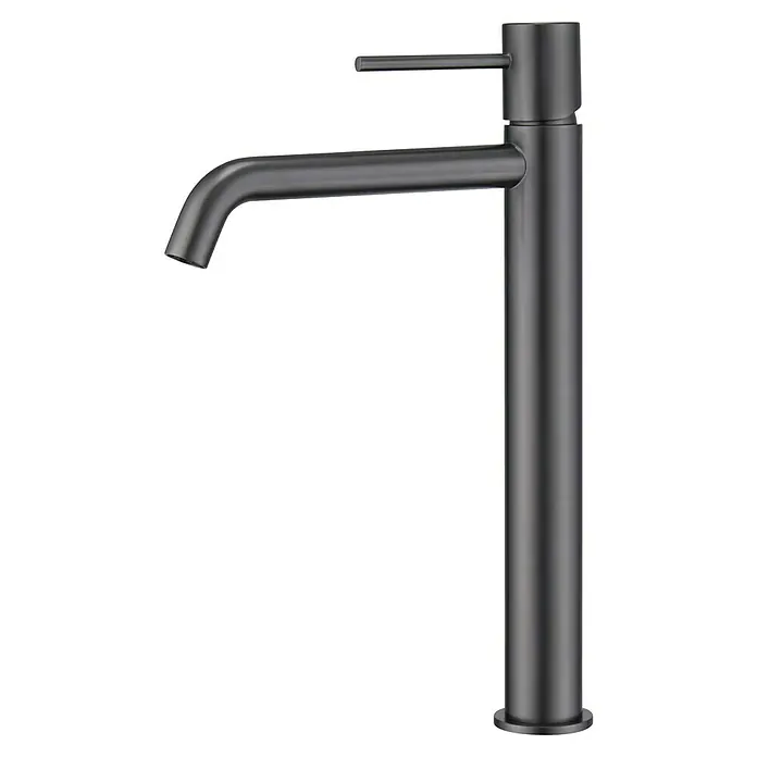 Camargue Natur Grifo de lavabo alto - Black gun metal - Un elegante grifo de baño negro mate con un diseño elegante y un aspecto moderno y minimalista. Perfecto para cualquier baño.
