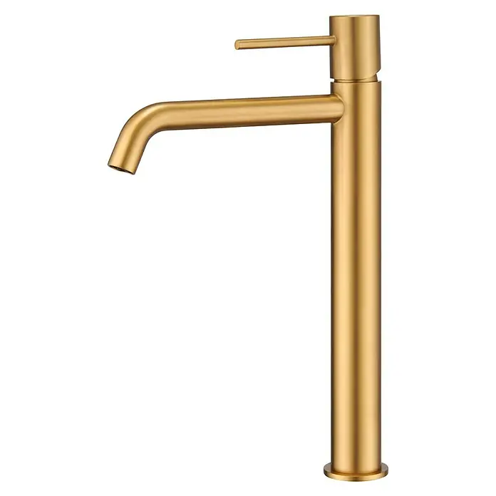 Camargue Natur Grifo de lavabo alto - Oro - Elegante grifo de baño dorado con un diseño moderno y una forma minimalista. Perfecto para baños elegantes.