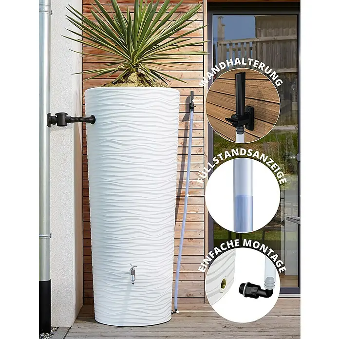 Garantia Entnahme-Set Aqua-Go - ¾″ - Der dekorative Regenspeicher mit integriertem Pflanztopf ist ein Blickfang für jeden Garten und ein nachhaltiger Wasserspeicher.