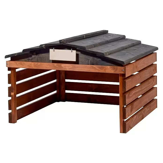 Dobar Mähroboter-GarageL x B x H: 78,5 x 74 x 52,5 cm, Braun/Schwarz