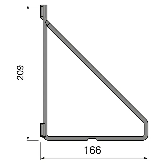 Walteco Wandkonsole Barro - L x H: 166 x 209 mm, Belastbarkeit: 20 kg, Schwarz, Stahl - Detaillierte Darstellung einer Badezimmer-Duschwandhalterung mit präzisen Abmessungen für eine einfache Installation.
