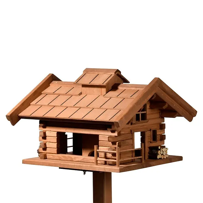 Dobar Vogelfutterhaus Tirol - L x B x H: 37 x 37 x 117 cm, Braun, Holz - Dieses charmante Holzhaus-Vogelhaus bietet Vögeln ein gemütliches Zuhause mit rustikalem Design und praktischer Futterstelle.