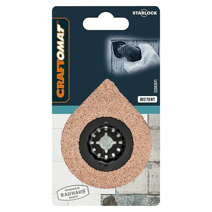 Craftomat Hartmetall-Segmentsägeblatt AVZ 70 RT - 70 mm - Bild einer Craftomat AVZ 70 RT Schleifscheibe für Multifunktionswerkzeuge, ideal zum Schleifen von Fliesen und Steinmaterialien.