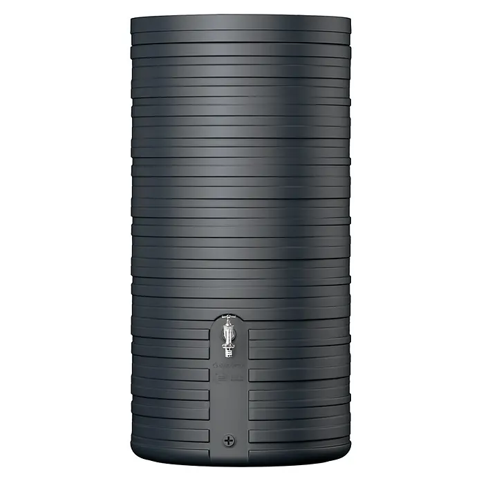 Garantia Classic Line Regenspeicher Nordic - 300 l, Graphite grey - Schwarze Regentonnenattrappe mit angebrachten Wasserhahn und Schraube für den Außenbereich.