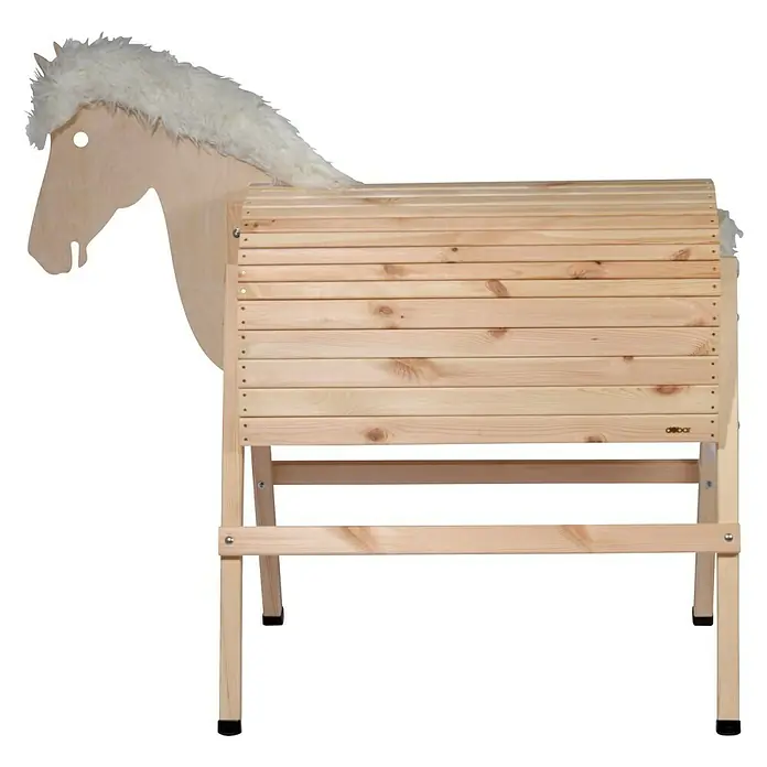 Dobar Holzpferd Bravido - L x B x H: 139 x 78 x 146 cm, Altersempfehlung: 3 Jahre - Holzpferd mit weißer Mähne, detailreich und robust für Kinder. Perfekt zum Spielen und als Dekoration im Kinderzimmer.