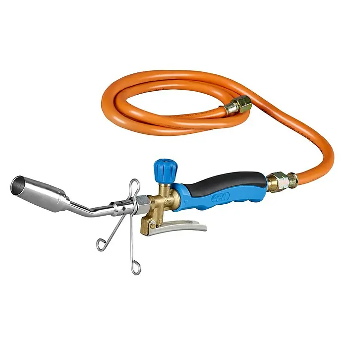 CFH Hochleistungslötgerät Turbo GT 2000 - Arbeitstemperatur: 800 °C - Propanbrenner mit Schlauch, blauem Griff und verstellbarer Flamme, ideal für Handwerker und Heimwerker. Vielseitig einsetzbar.