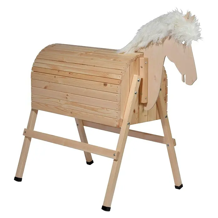 Dobar Holzpferd Bravido - L x B x H: 139 x 78 x 146 cm, Altersempfehlung: 3 Jahre - Hölzernes Spielzeugpferd mit Mähne für Kinder. Ideal zum Reiten lernen und Spielen.