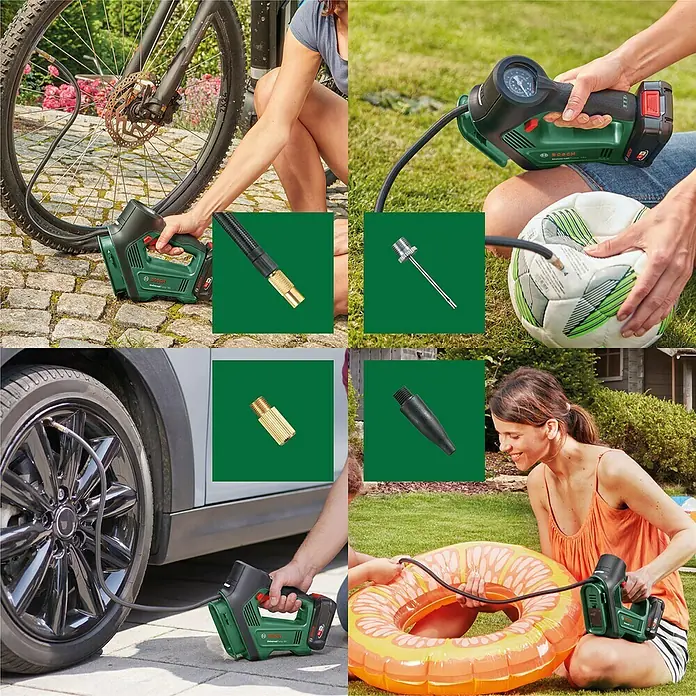 Bosch Power for All 18V Akku-Luftpumpe UniversalPump - 18 V, 1 Akku - Bosch Akku-Luftpumpe zum Aufpumpen von Fahrradreifen, Autoreifen, Bällen und Schwimmreifen. Vielseitig und einfach zu bedienen.