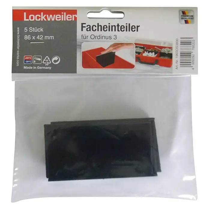 Lockweiler Schlitzpaneelen-Set Ordinus Separator 3 - Größe: 3, L x H: 86 x 42 mm, 5 Stk. - Lockweiler Facheinteiler für Ordinus 3, 5 Stück, 86 x 42 mm, verpackt in einer transparenten Plastiktüte. Premium Qualität.