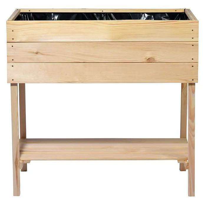 Dobar Hochbeet - L x B x H: 80 x 40 x 78 cm, Holz, Natur - Holzkübel für Pflanzen, ideal für Garten oder Balkon, mit robustem Untergestell und praktischer Ablagefläche.