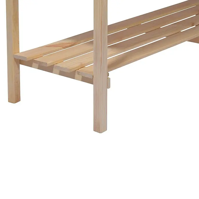 Dobar Hochbeet - L x B x H: 117 x 40 x 78 cm, Holz, Natur - Detailaufnahme eines Holzregals mit hellem Finish, das die schlichte Konstruktion und natürliche Maserung des Holzes hervorhebt.