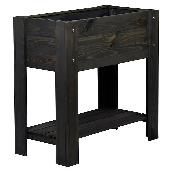 Dobar Hochbeet - L x B x H: 80,3 x 40 x 78,4 cm, Holz, Anthrazit - Erhöhtes dunkles Pflanzgefäß aus Holz mit Ablagefläche, ideal für Garten und Terrasse. Robuste Bauweise für langlebigen Einsatz im Freien.
