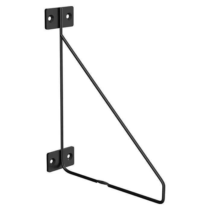 Walteco Wandkonsole Barro - L x H: 166 x 209 mm, Belastbarkeit: 20 kg, Schwarz, Stahl - Schwarze Draht-Regalhalterung zur Wandmontage mit quadratischen Befestigungsplatten. Ideal für stilvolle, minimalistische Regale.