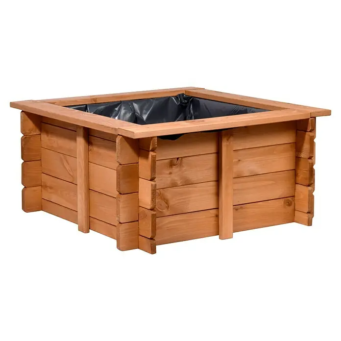Dobar Hochteich Square - L x B x H: 78 x 78 x 42 cm - Quadratischer Pflanzkasten aus Holz mit schwarzer Auskleidung für den Garten oder die Terrasse. Ideal für Blumen und Pflanzen.