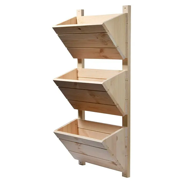 Dobar Hochbeet - L x B x H: 38 x 17,5 x 79 cm, Holz, Natur - Hölzerner vertikaler Pflanzer mit drei gestapelten Fächern zur stilvollen Aufbewahrung von Pflanzen und Kräutern im Innen- und Außenbereich.